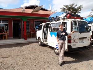 The van with all our gear on top.