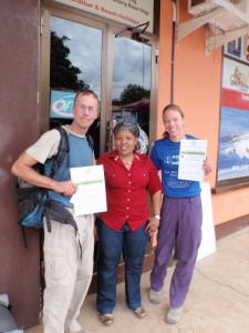 Gladys presents us with our certificates for reaching the summit.