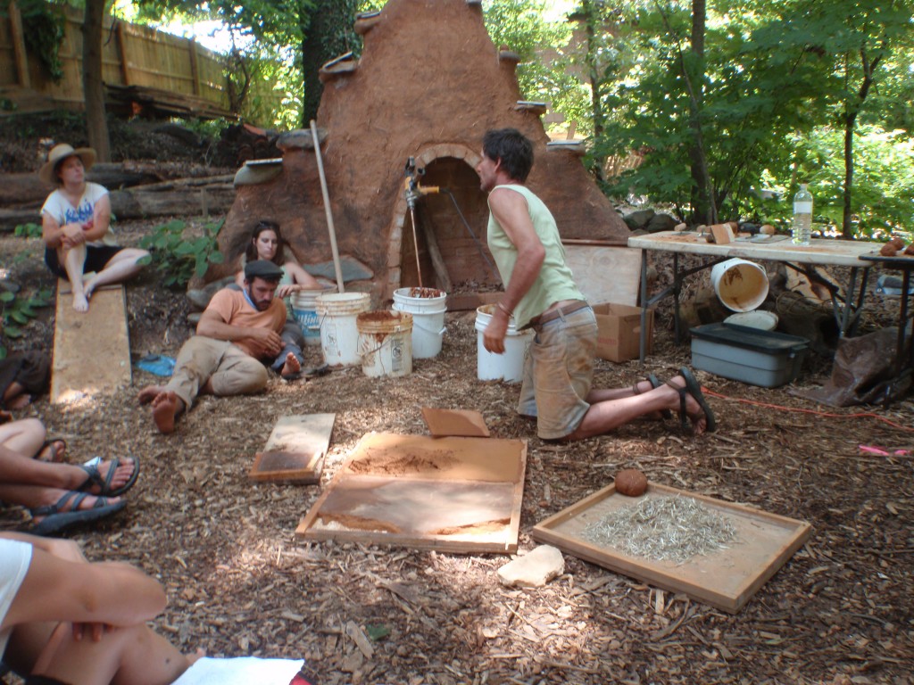 The class on earthen floors.