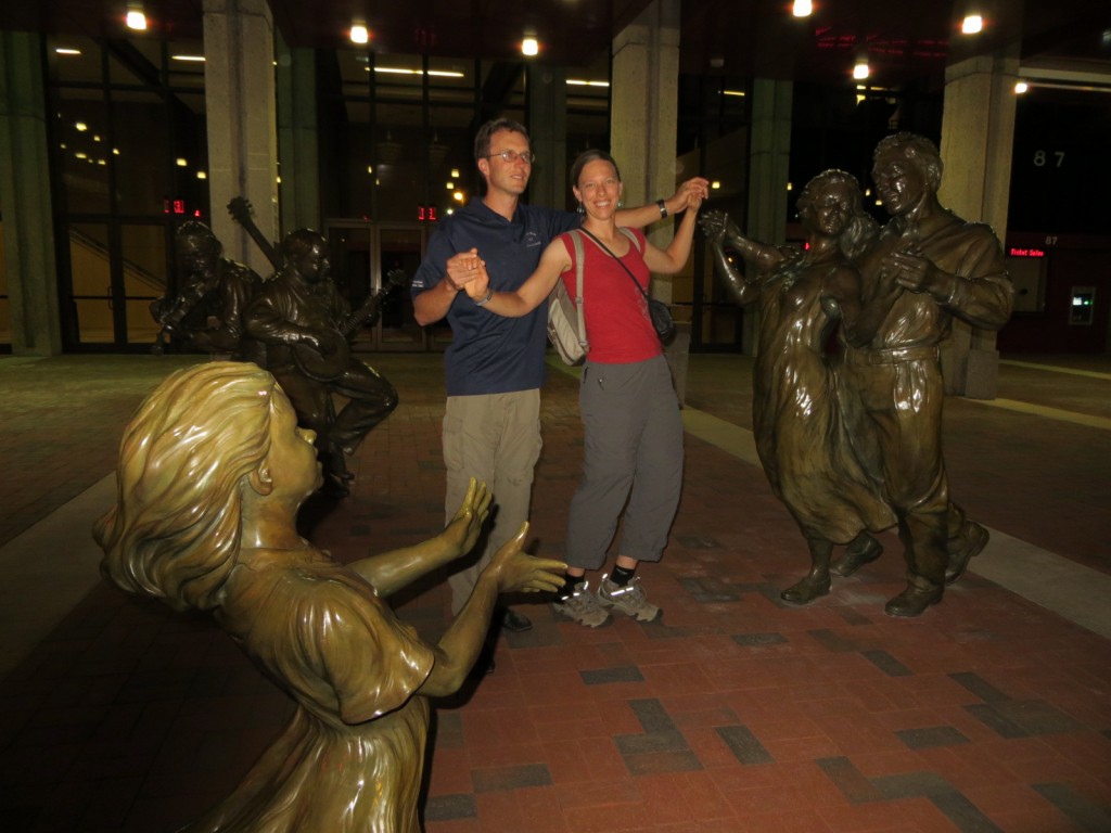 Dancing with the statues.