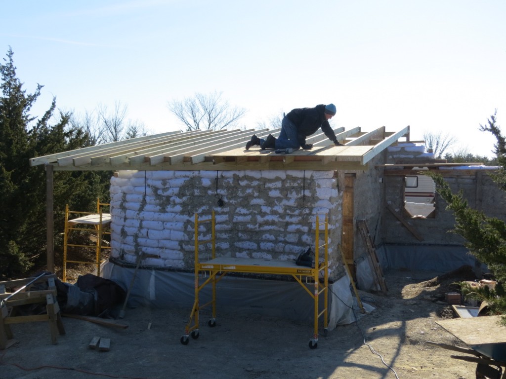 earthbag utility room roof