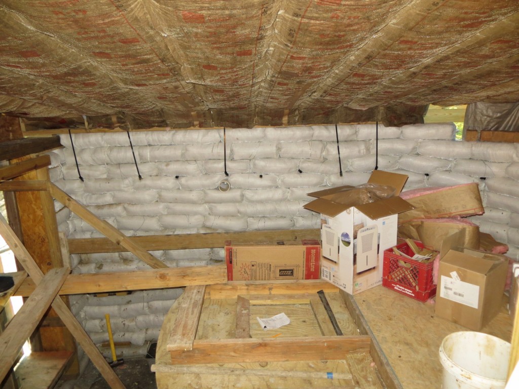 insulated earthbag utility room