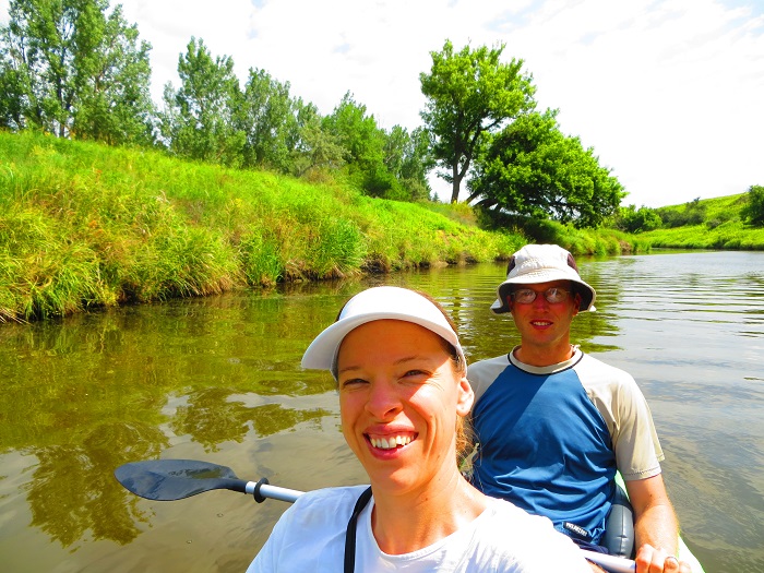 Paddling on the Heart River.