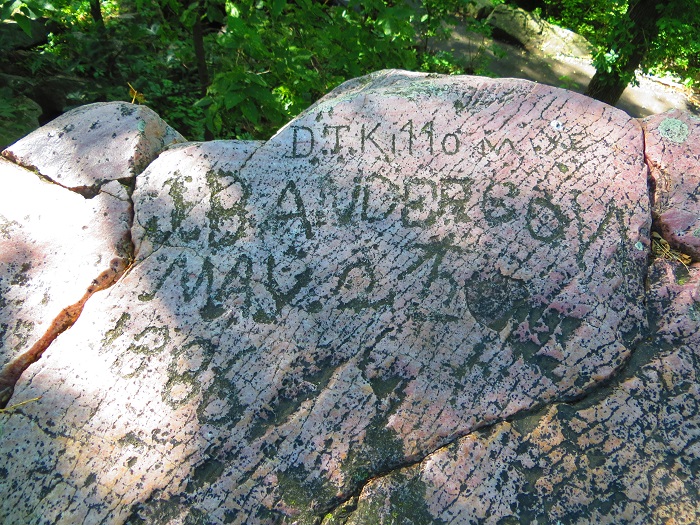 Graffiti from 1886 at Pipestone National Monument.